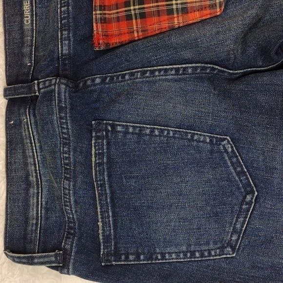 Current/Elliot Blue Dark Wash Mid Rise Plaid Detail Straight Leg Denim Jean - Picture 13 of 14
